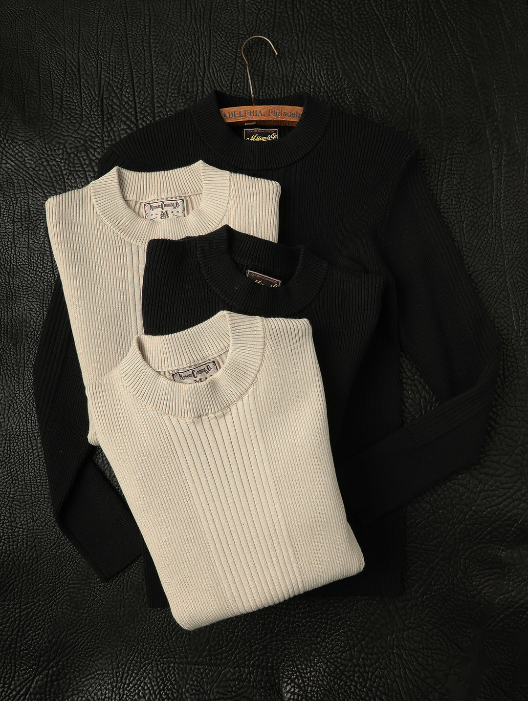 Slim-Fit Ribbed Sport Sweater-Black
