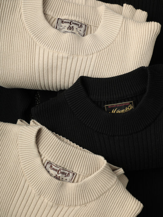 Slim-Fit Ribbed Sport Sweater-Black