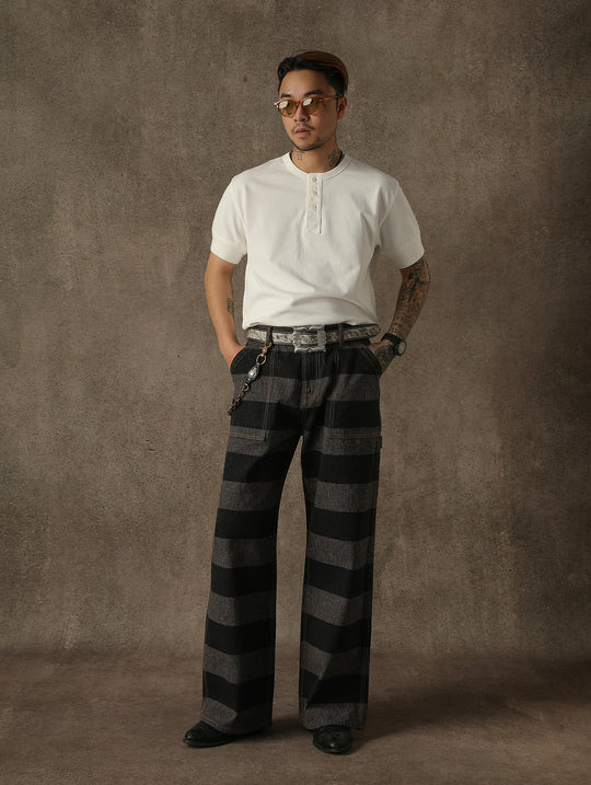 Salt-and-Pepper Selvedge Trim Prison jeans