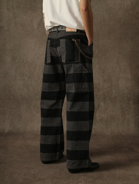 Salt-and-Pepper Selvedge Trim Prison jeans