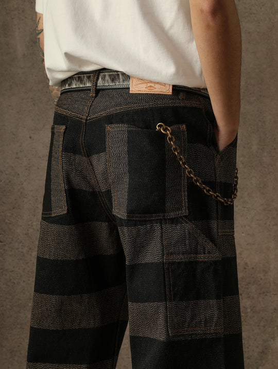 Salt-and-Pepper Selvedge Trim Prison jeans