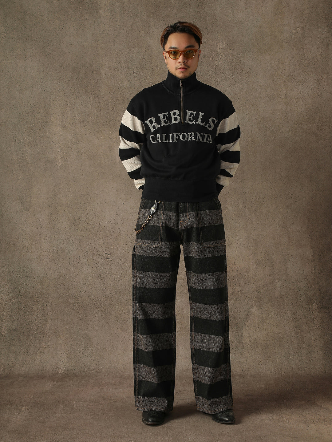 Salt-and-Pepper Selvedge Trim Prison jeans