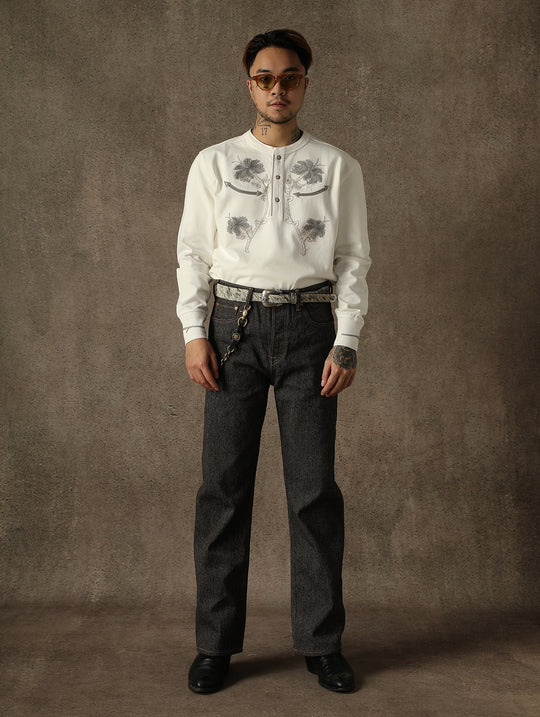 Mvc&Co. 719# Salt-and-Pepper Straight-Fit jeans