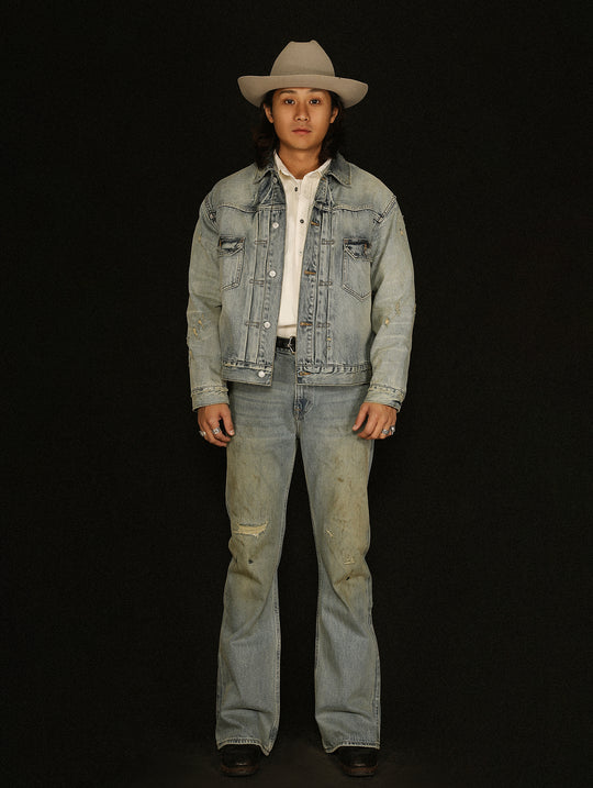 Distressed Washed Denim Jacket