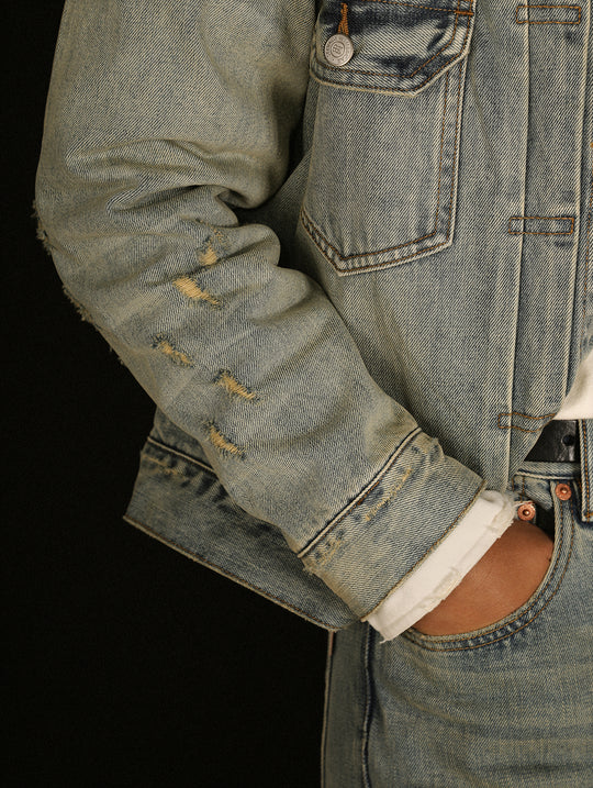 Distressed Washed Denim Jacket