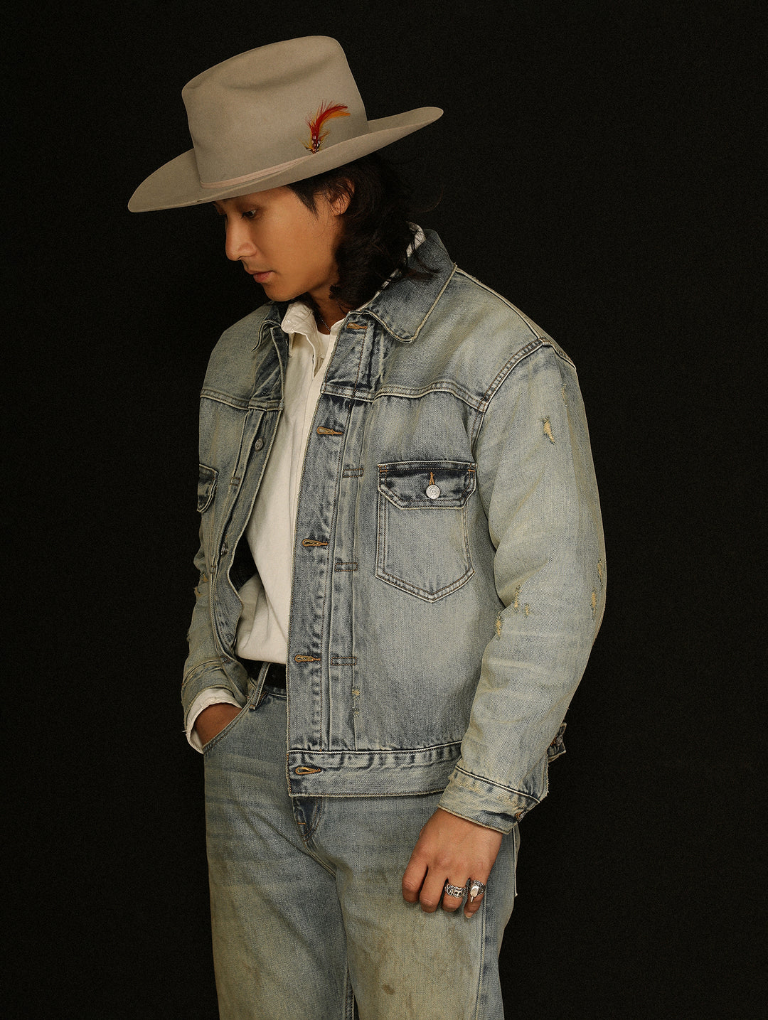 Distressed Washed Denim Jacket