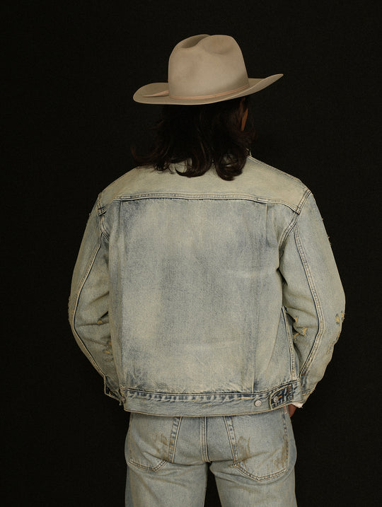 Distressed Washed Denim Jacket
