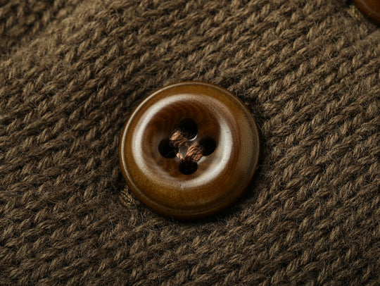 Five-Button Bib-Front Knit Sweater-Khaki Green