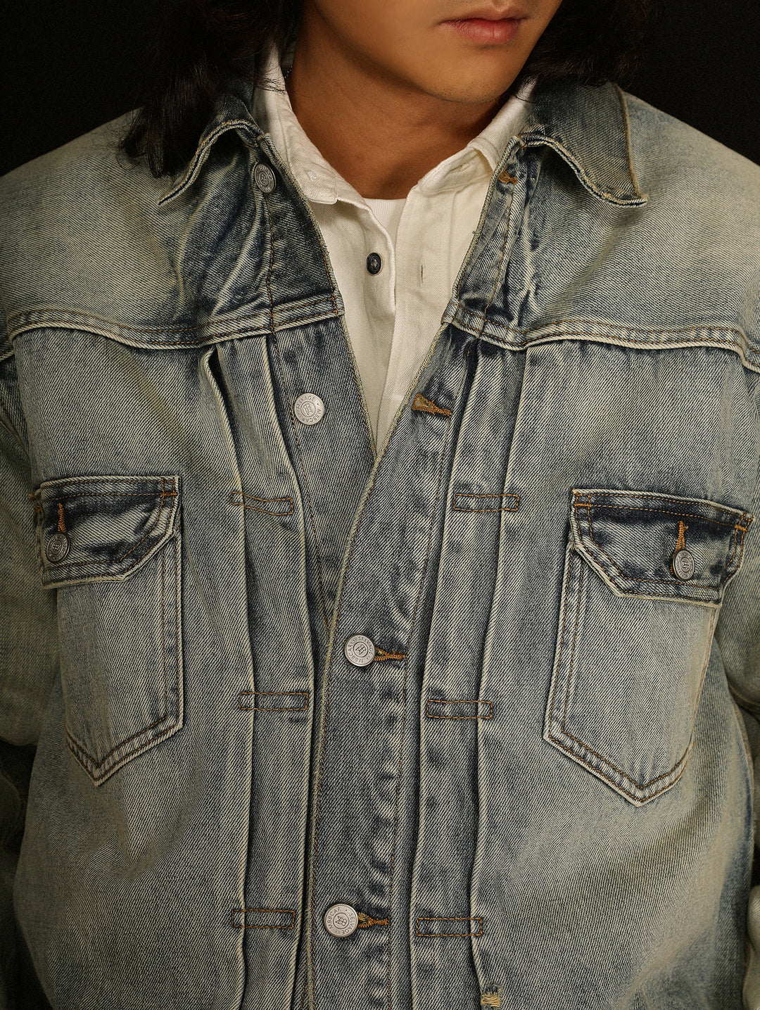 Distressed Washed Denim Jacket