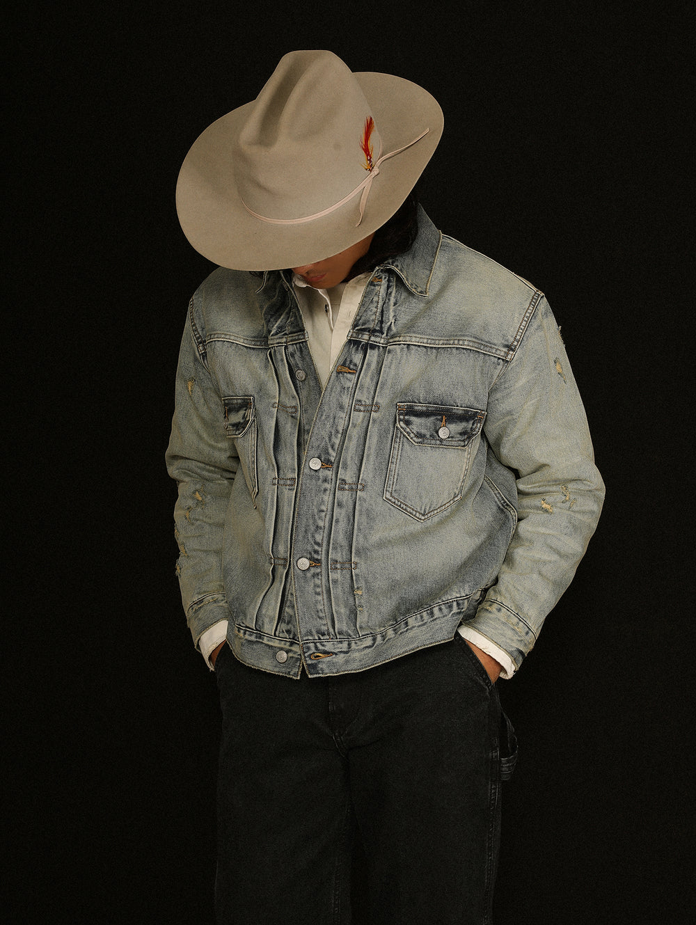 Distressed Washed Denim Jacket
