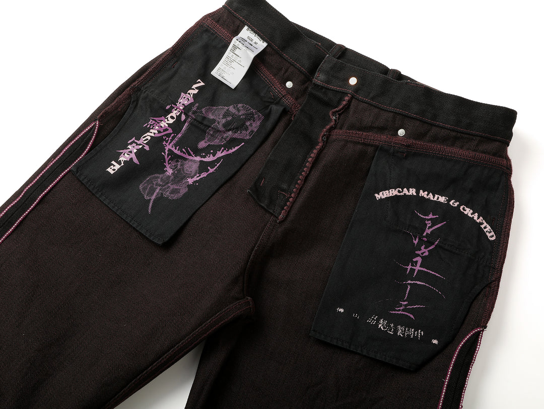 Black Swordsman Mid-Rise Wide-Leg Washed Denim jeans