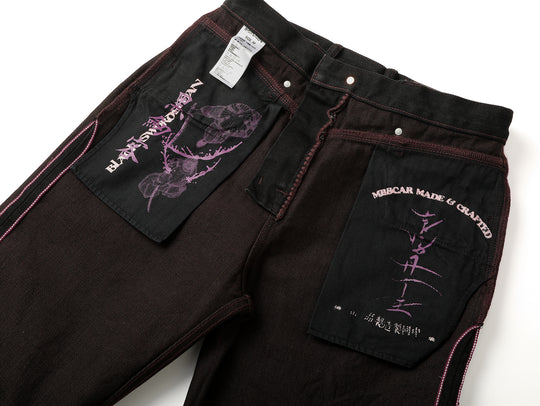 Black Swordsman Mid-Rise Wide-Leg Washed Denim jeans