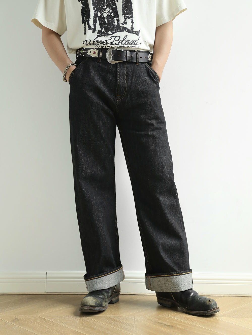 14 oz Selvedge 705 Basic Wide-Leg jeans-Indigo
