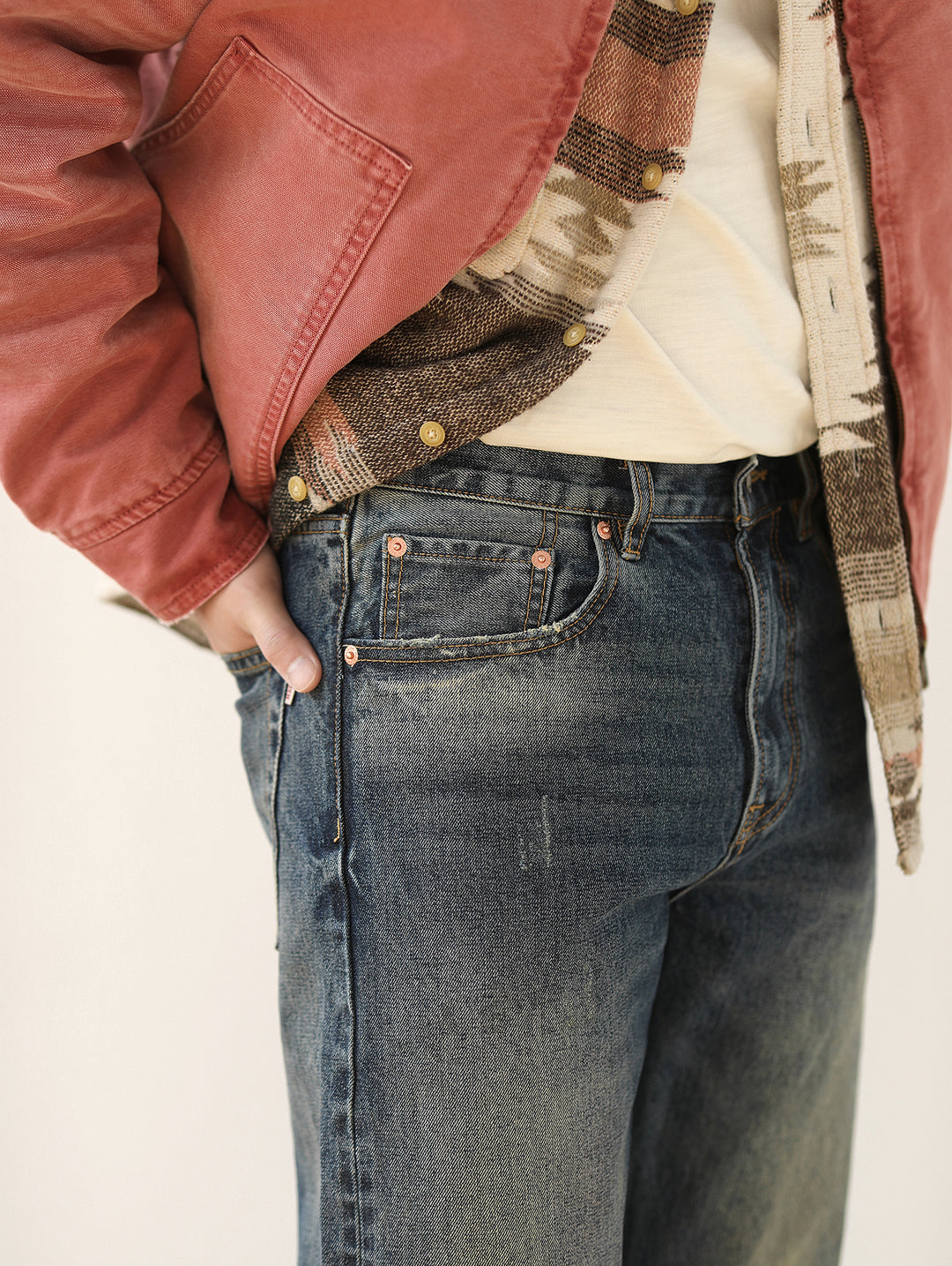 Hippie Studded Crystal Selvedge Denim Flared jeans