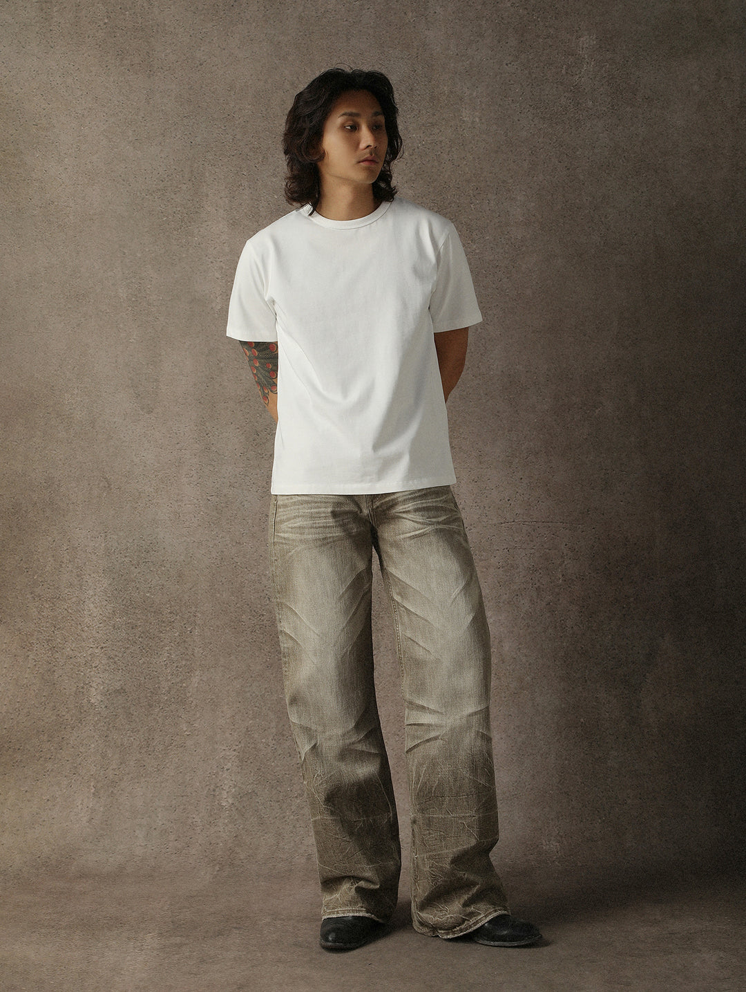 Three-Color Regular-Fit Crew Neck T-shirt-White