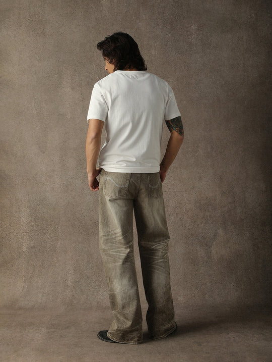 Three-Color Regular-Fit Crew Neck T-shirt-White