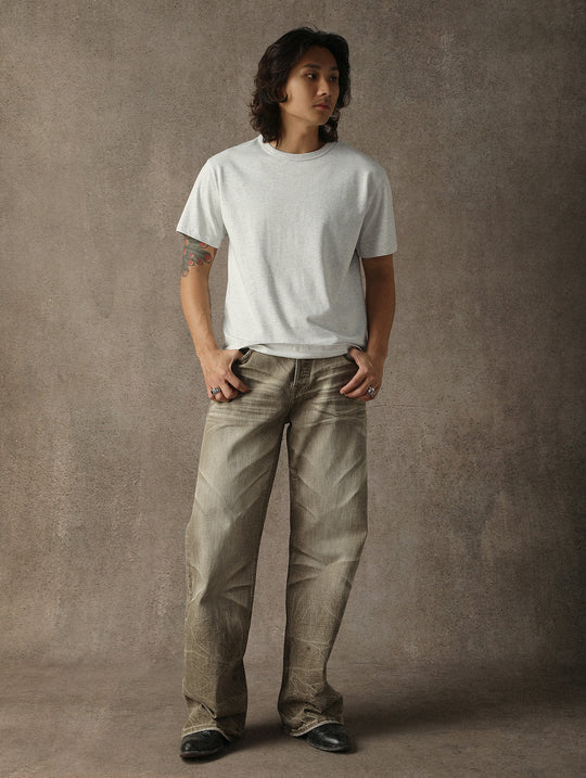 Three-Color Regular-Fit Crew Neck T-shirt-White