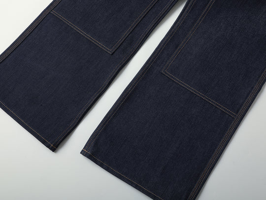 Double-kasuri slub double-knee lumber denim jeans