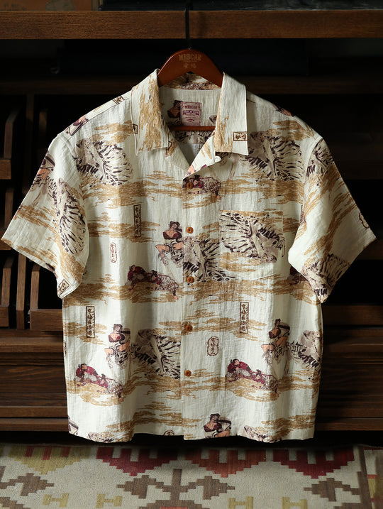 Ukiyo-e Print Cuban Collar Aloha Shirt
