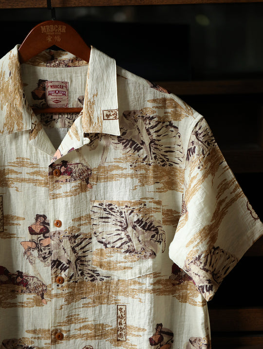 Ukiyo-e Print Cuban Collar Aloha Shirt
