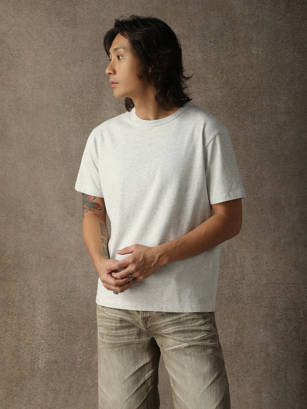Three-Color Regular-Fit Crew Neck T-shirt-White