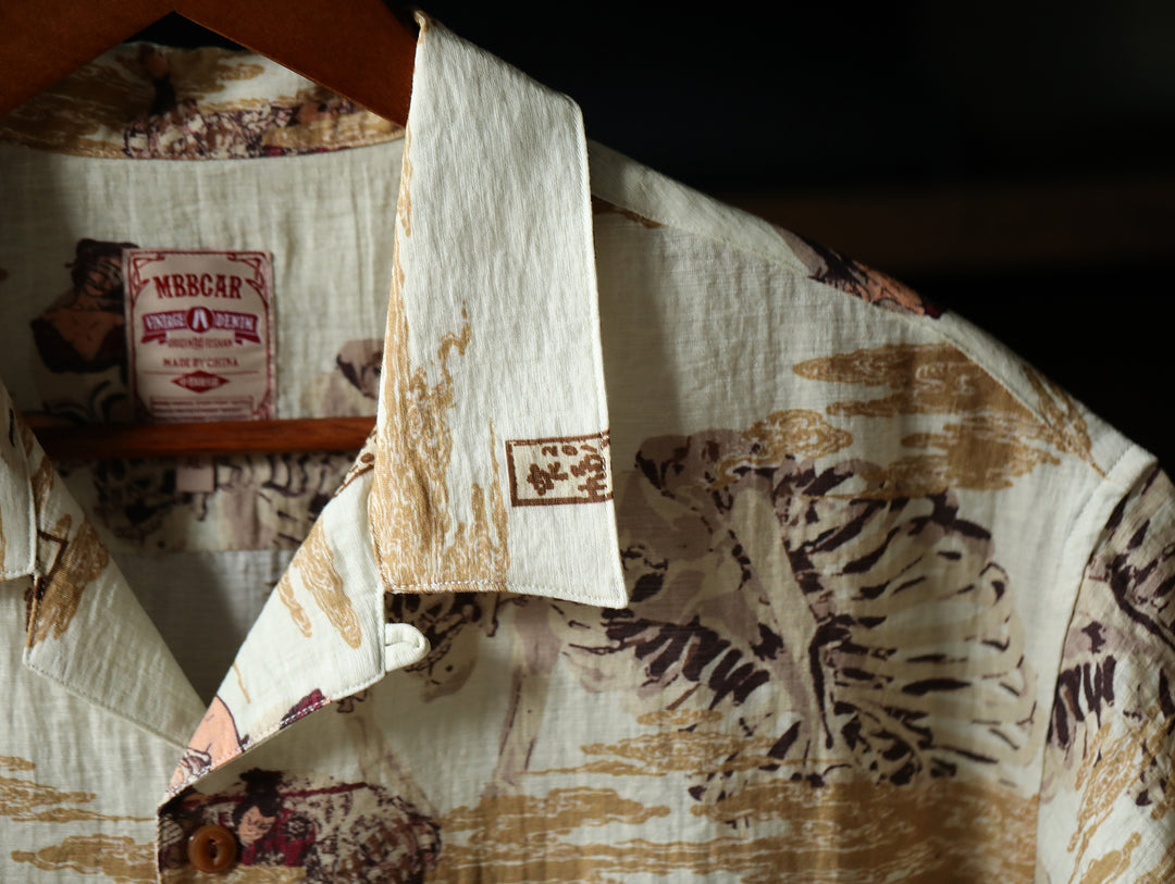 Ukiyo-e Print Cuban Collar Aloha Shirt