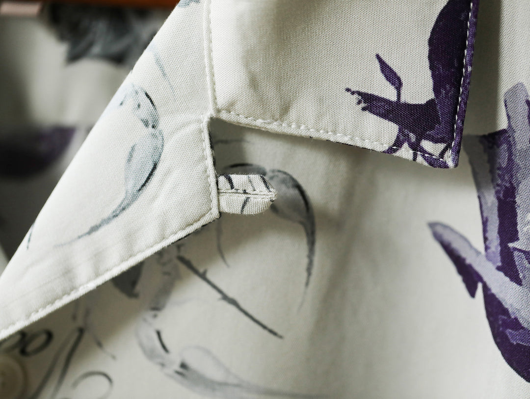 Scorpion & Rose Print Cuban Collar Aloha Shirt