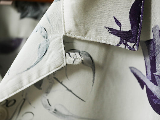 Scorpion & Rose Print Cuban Collar Aloha Shirt