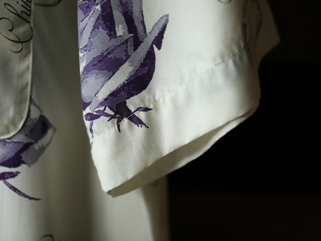 Scorpion & Rose Print Cuban Collar Aloha Shirt