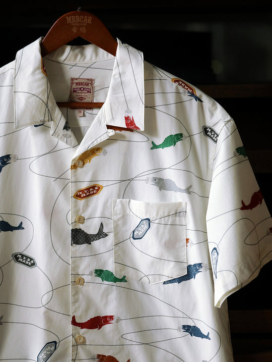 Carp Streamer Print Cuban Collar Aloha Shirt
