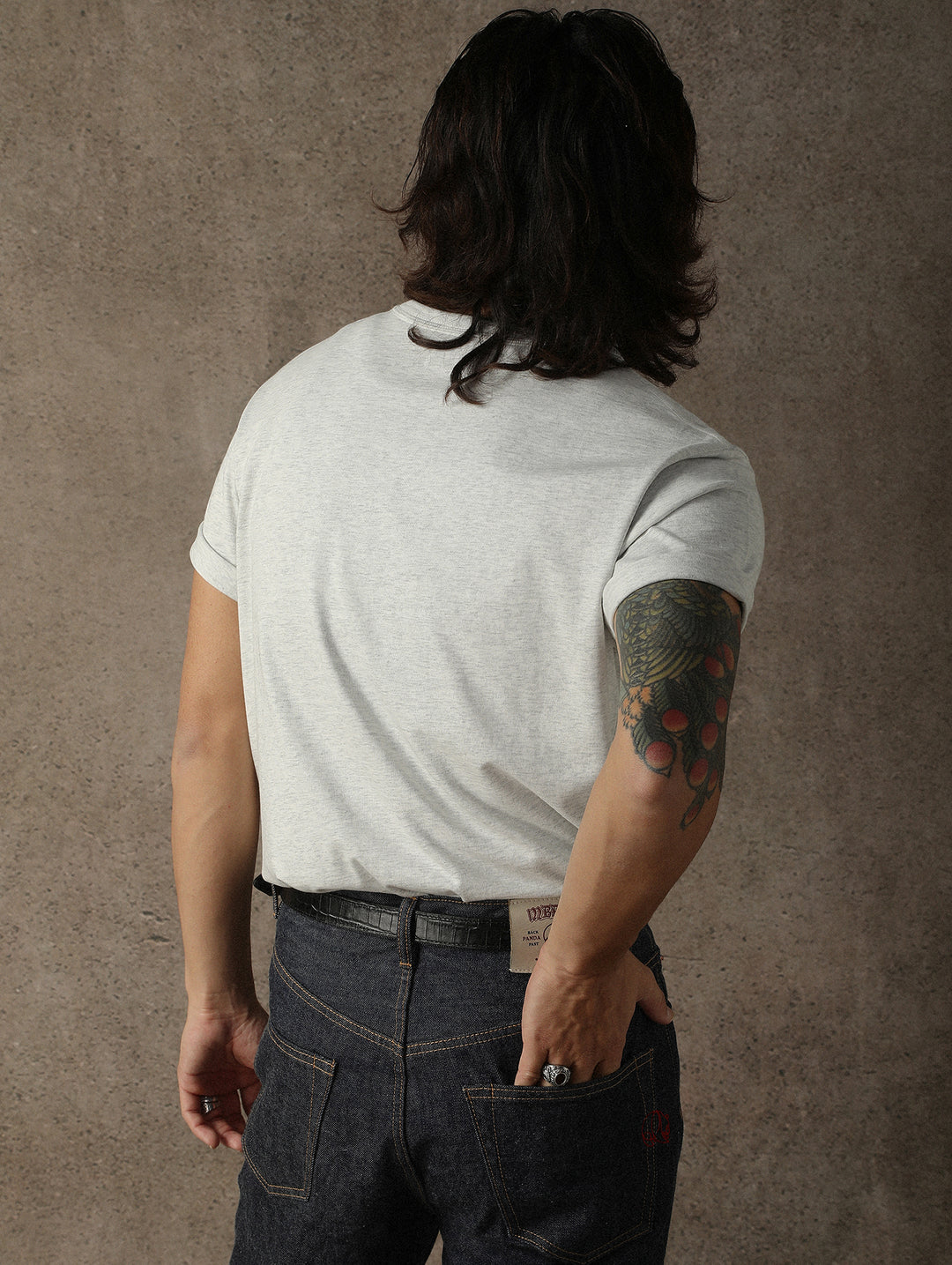 Three-Color Regular Extended-Length Crew Neck T-shirt-White