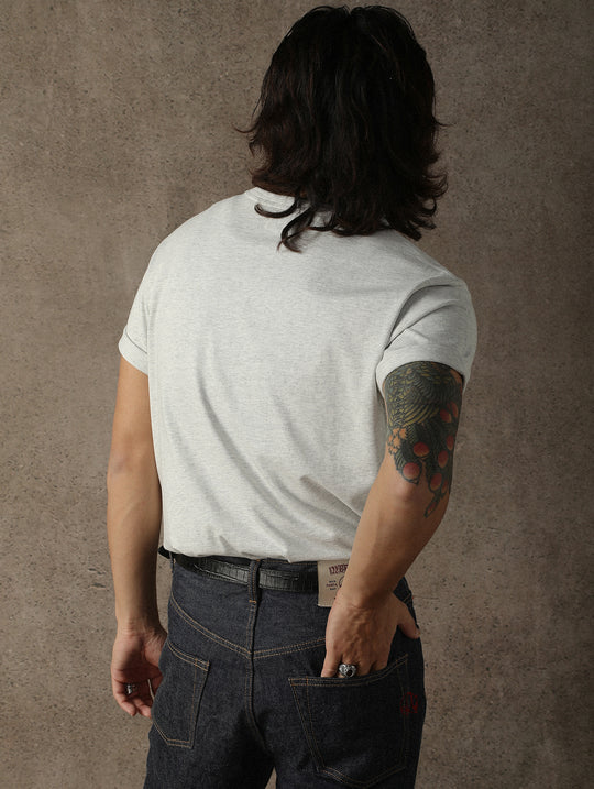 Three-Color Regular Extended-Length Crew Neck T-shirt-White