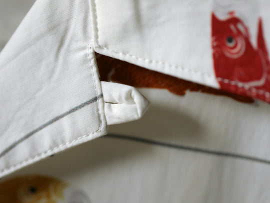Carp Streamer Print Cuban Collar Aloha Shirt