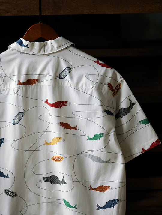 Carp Streamer Print Cuban Collar Aloha Shirt