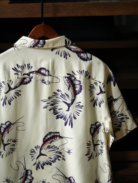 Marlin Print Cuban Collar Aloha Shirt
