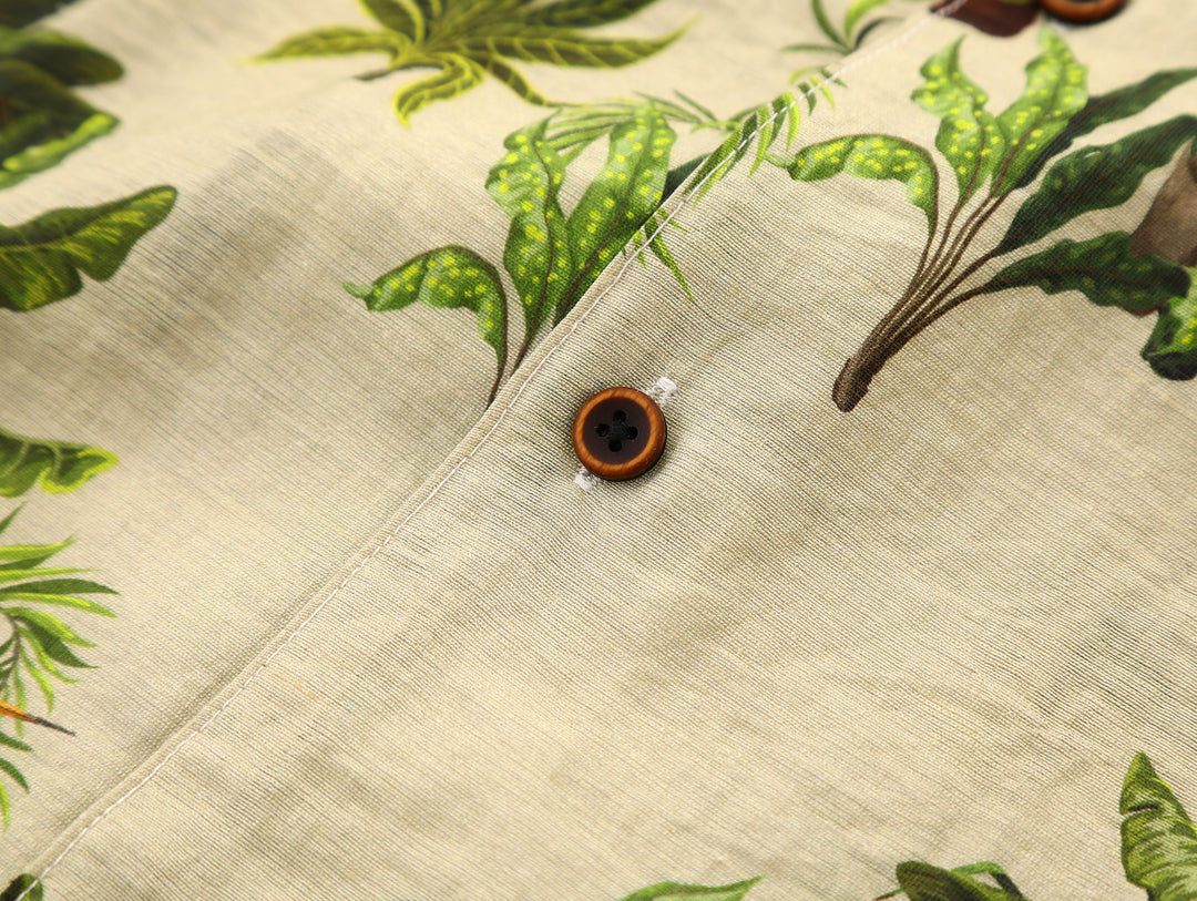 Linen Cuban Collar Banana Tree Aloha Shirt