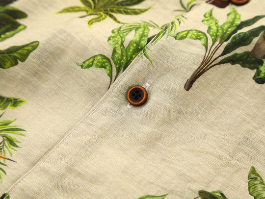 Linen Cuban Collar Banana Tree Aloha Shirt