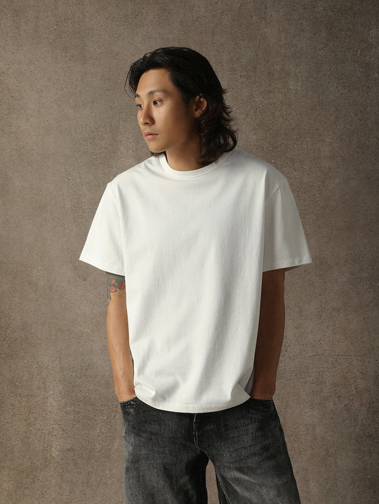 Three-Color Regular Loose-Fit Crew Neck T-shirt-Gray