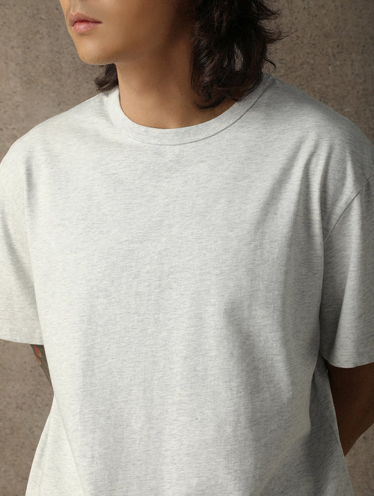 Three-Color Regular Loose-Fit Crew Neck T-shirt-Gray