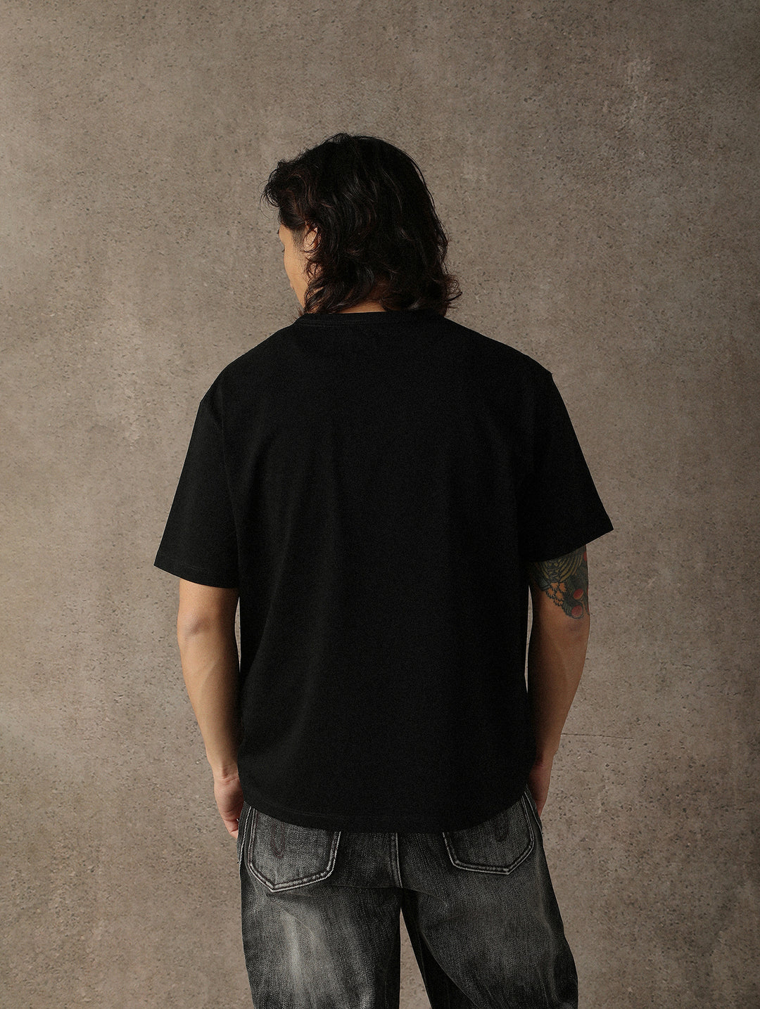 Three-Color Regular Loose-Fit Crew Neck T-shirt-Gray