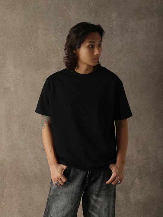 Three-Color Regular Loose-Fit Crew Neck T-shirt-Gray