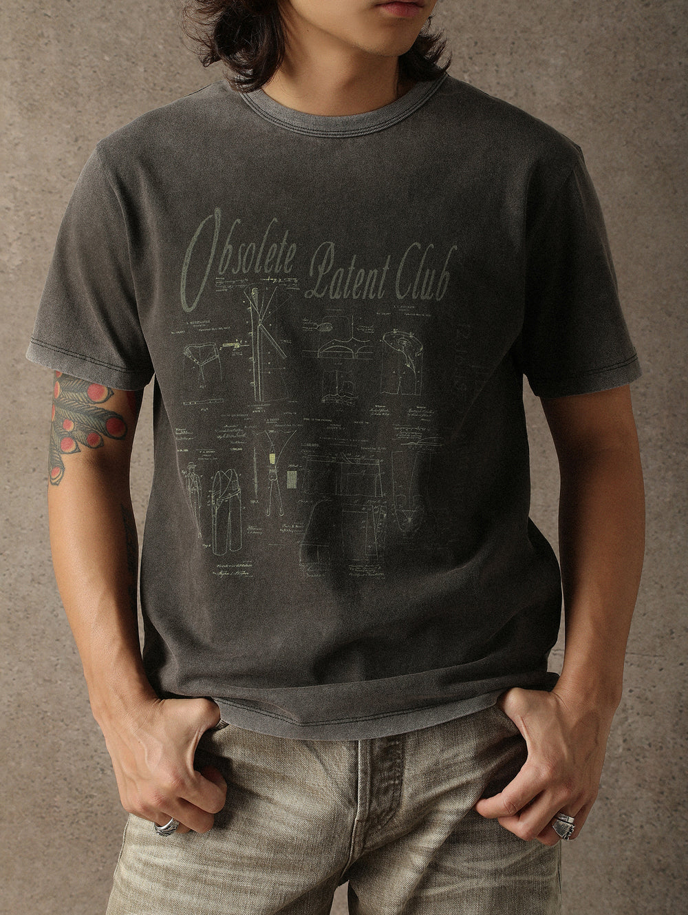 “Expired Patent Club” Washed Dark Gray T-shirt