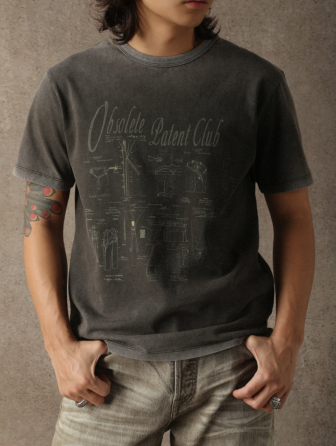 “Expired Patent Club” Washed Dark Gray T-shirt