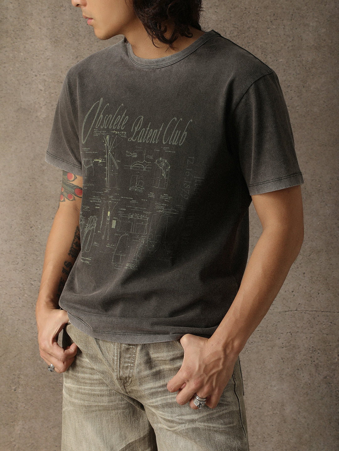 “Expired Patent Club” Washed Dark Gray T-shirt