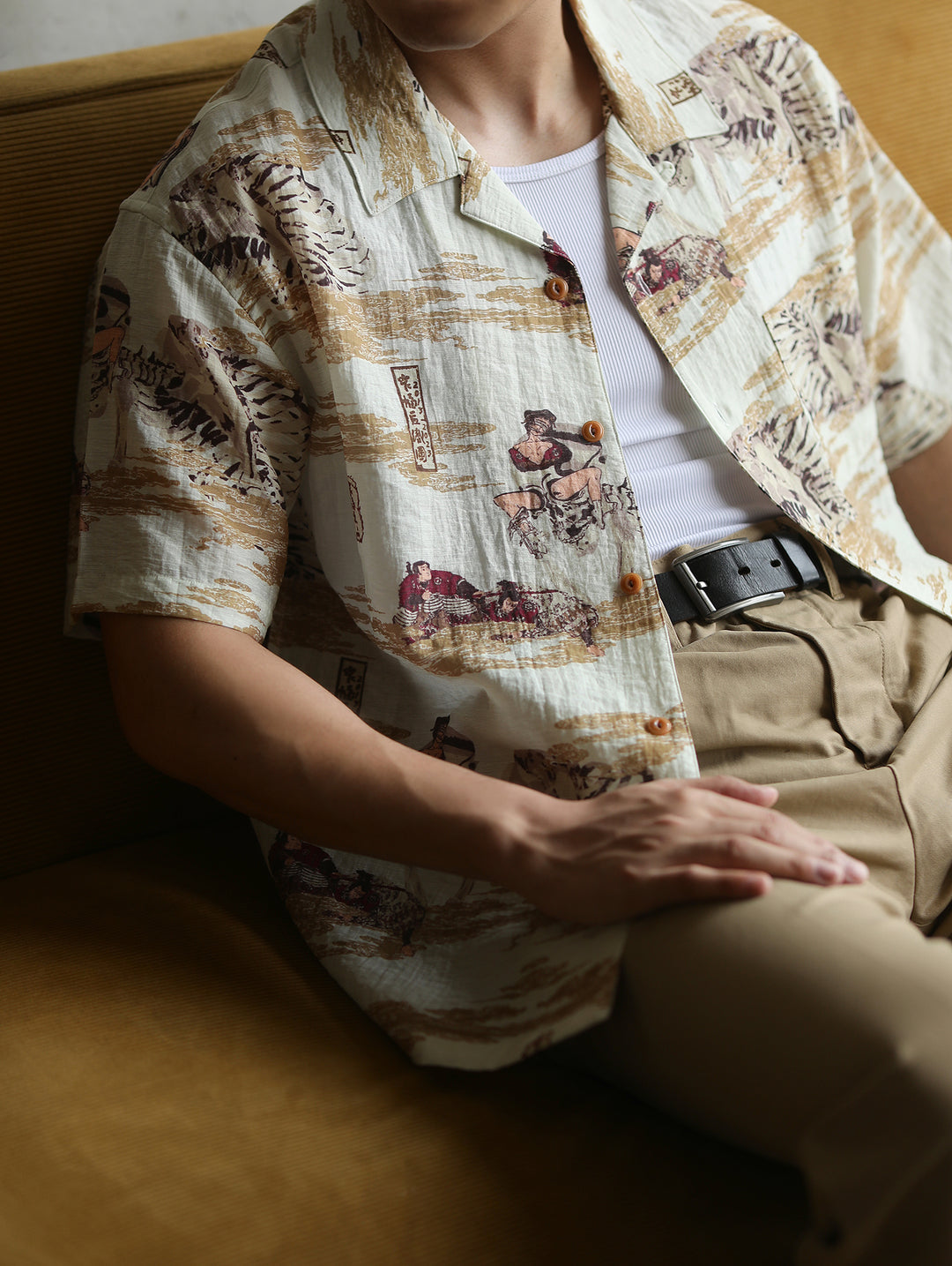 Ukiyo-e Print Cuban Collar Aloha Shirt