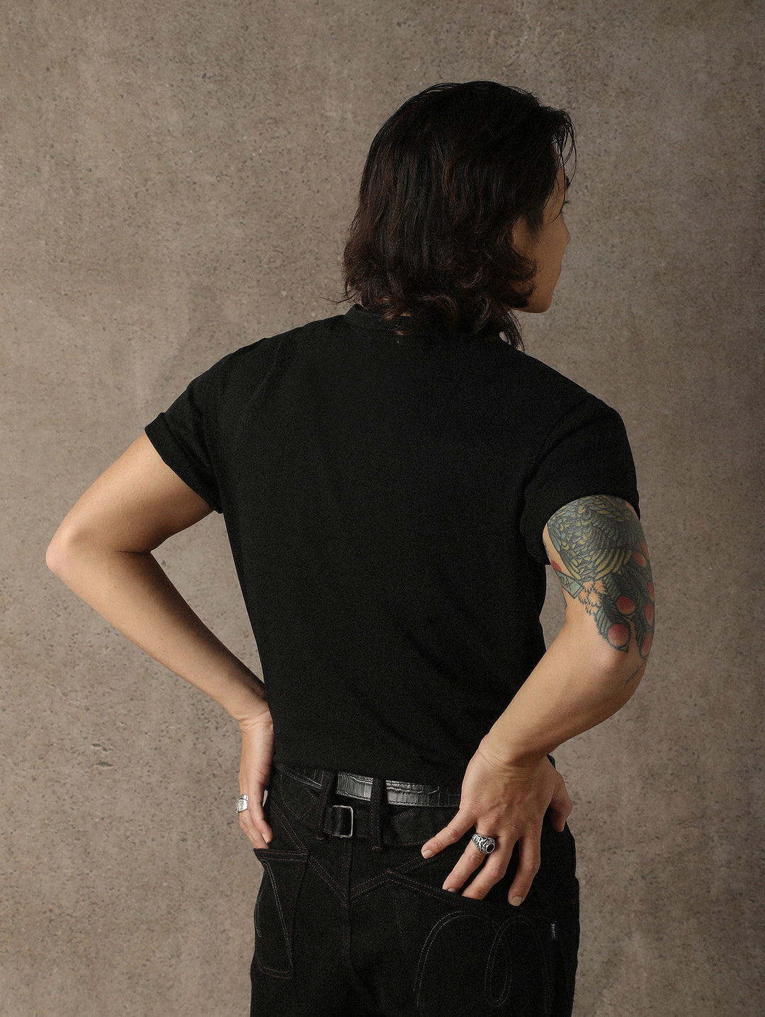 Three-Color Regular-Fit Henley T-shirt-Black