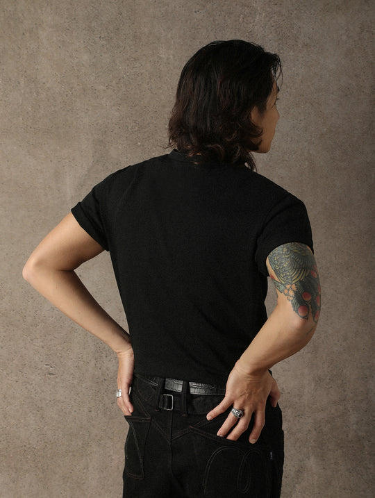 Three-Color Regular-Fit Henley T-shirt-Black