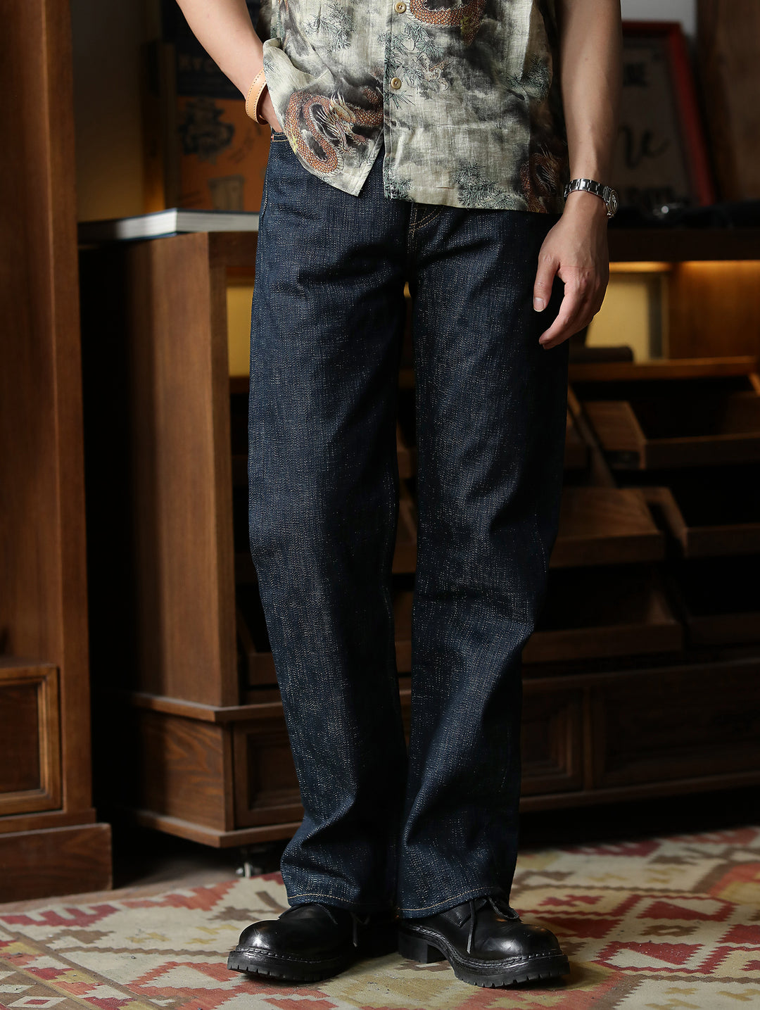 22OZ Dragon Scales Year of the Dragon Handloom Denim Straight-Fit jeans-Indigo