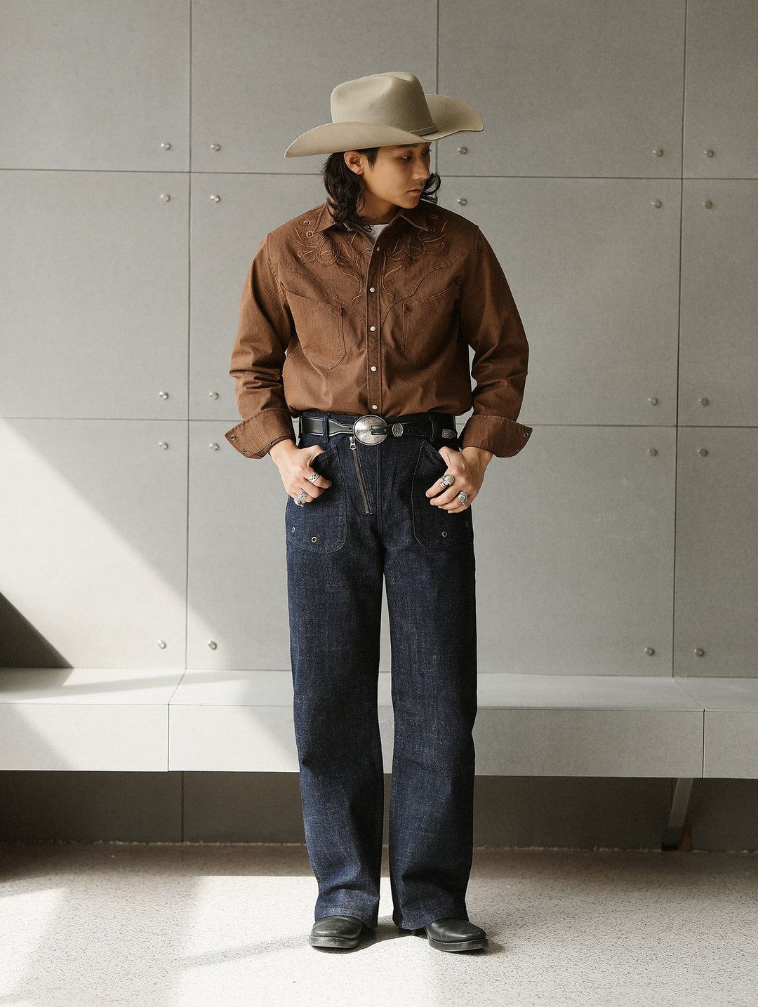 Western Series Paisley Print Rivet Yarn-Dyed Shirt