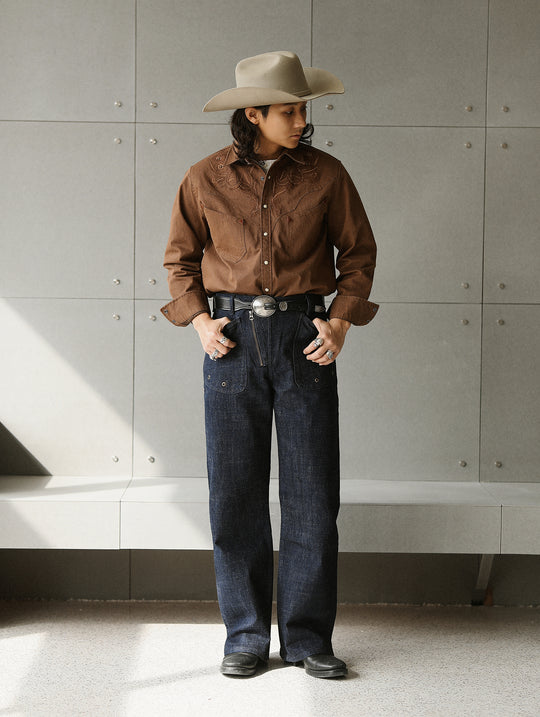 Western Series Paisley Print Rivet Yarn-Dyed Shirt